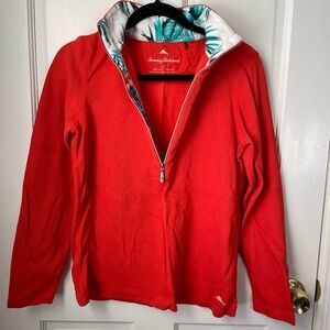 Tommy Bahama Red Pullover with Tropical Accent